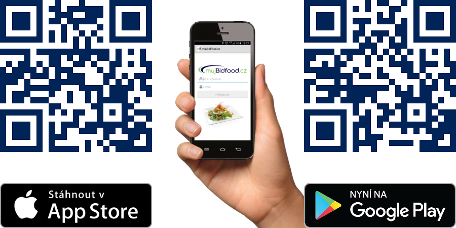 Mobilní aplikace mujBidfood.cz | QR kódy na Google Play a App Store