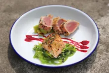 Zážitkové a lehce provokativní menu | Takati tuňák s avokádem a filet z lososa na salátu z řas Algae