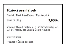 Příklad označení A | cenovka | maso drůbeží