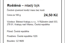 Příklad označení A | cenovka | maso hovězí CZ