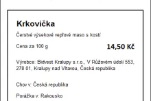 Příklad označení A | cenovka | maso