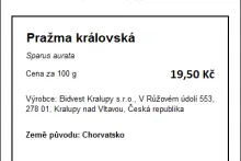 Příklad označení A | cenovka | ryby farmově chované