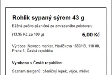 Příklad označení A + B | cenovka | pečivo dopečené