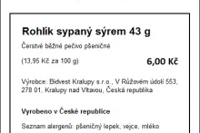 Příklad označení A + B | cenovka | pečivo čerstvé