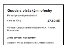 Příklad označení A + B | cenovka | sýry ochucené